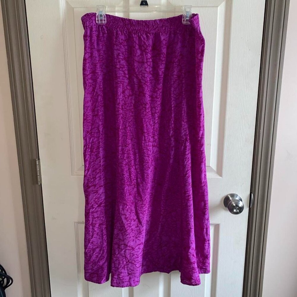 VTG Aliki Yamani Creations Pink Tie-dye 100% #Silk A-Line #MidiSkirt Size p/s